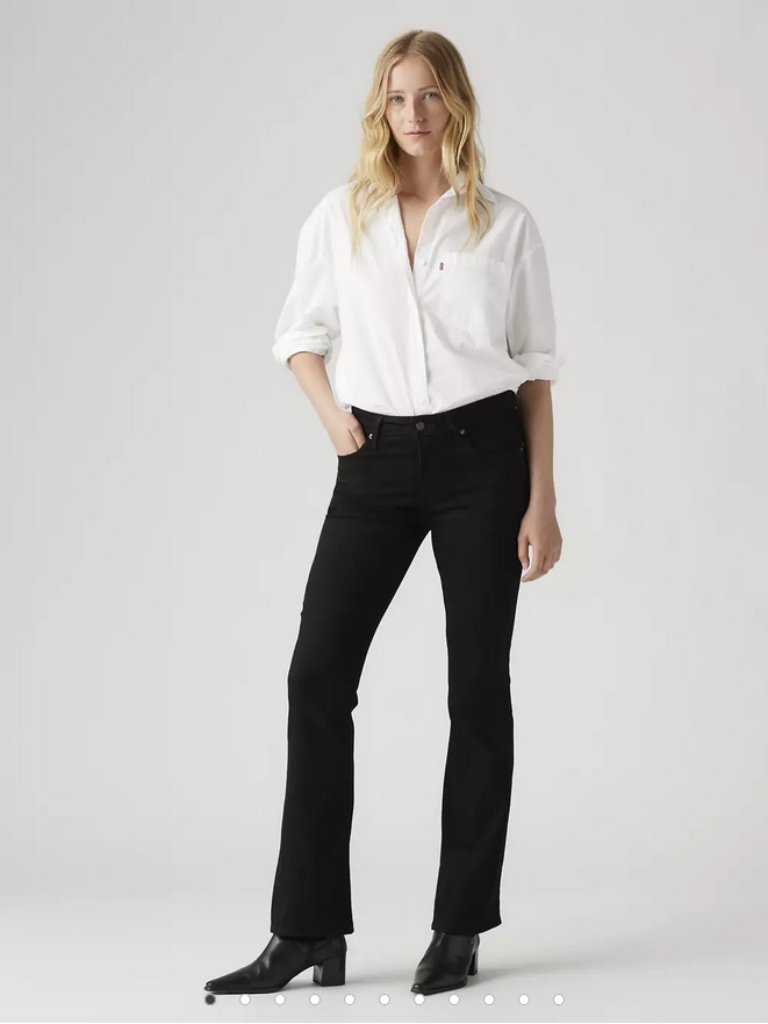 Levi's Women's 725 High-Rise Bootcut Jeans - Soft Black 25: Midweight Denim, S